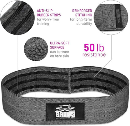 The X Bands Exercise Resistance Bands - Non-Slip Extra Thick Fabric Hip Loop Booty Bands - 20, 30, 40, 50 lb - Fitness Workout for Legs, Butt Training, Stretching, Yoga