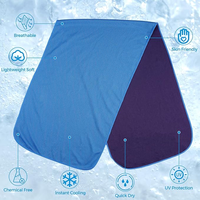 Cooling Towels for Neck and Face - Soft Breathable Chilly Towel, Sweat Wraps, Cool Rags Quick Dry Towel for Hot Weather, Workout, Sports, Yoga, Gym, Hiking, Running, Trips, Golf