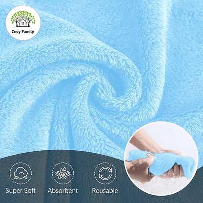 Cosy Family 24 Pack Soft Washcloths Set - 12 x 12 inches, Quick Drying - Highly Absorbent Coral Velvet Fingertip Towel Bathroom Wash Clothes for Bath, Spa, Facial, Kitchen - Aquamarine