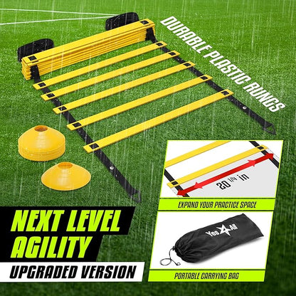 Yes4All Agility Ladder Speed Training Equipment, Adjustable Football Ladder for All Ages with Carry Bag, Durable, Portable, Multiple Colors & Rungs