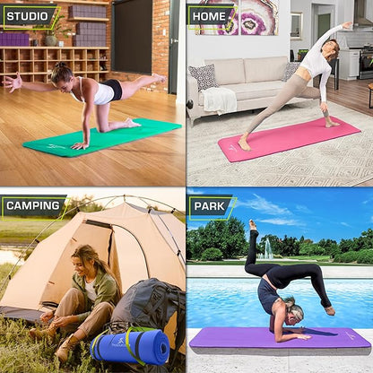 ProsourceFit Extra Thick Yoga and Pilates Mat ½” (13mm) or 1" (25mm), 71-inch Long High Density Exercise Mat with Comfort Foam and Carrying Strap