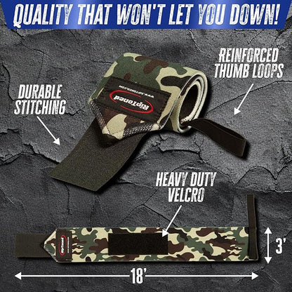 Rip Toned Wrist Wraps for Weightlifting – USPA & USAPL Approved 18" Wrist Straps for Powerlifting – Adjustable, Durable Gym Wraps with Thumb Loop – Maximum Support for Men & Women