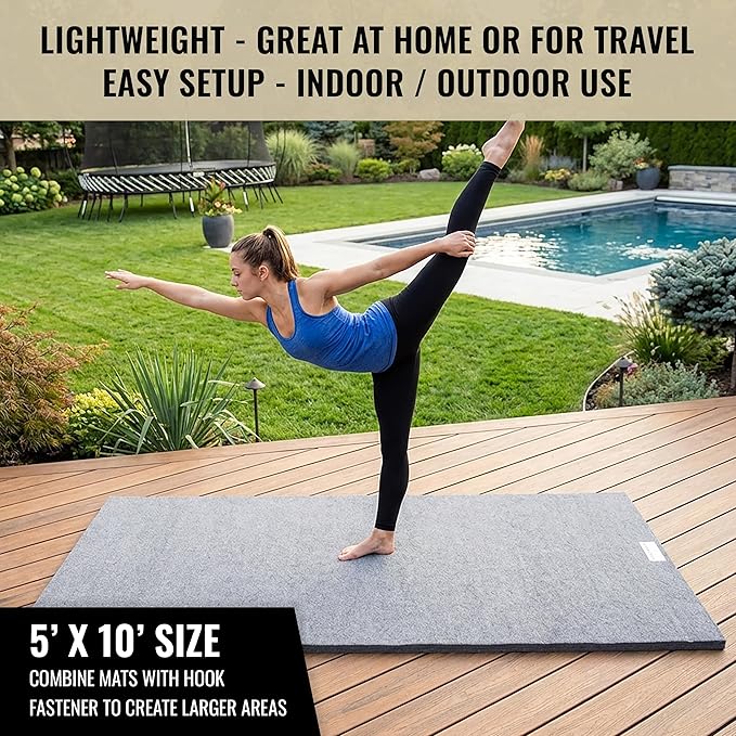 Dollamur 5'x10'x1-3/8" Gymnastics Mat, Carpeted Mat for Tumbling and Cheerleading, FLEXI-Roll®