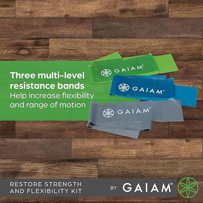Gaiam Restore Strength and Flexibility Resistance Band Kit Set