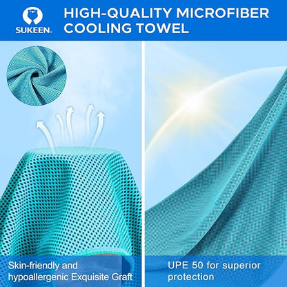 Sukeen 4 Pack Cooling Towels (40"x12"),Ice Towel,Soft Breathable Chilly Towel,Microfiber Towel for Yoga,Sport,Running,Gym,Workout,Camping,Fitness,Workout & More Activities