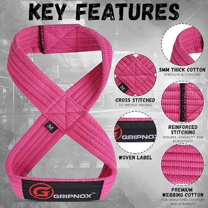 – Weight Lifting Straps Figure 8, Anti Slip Padded Wrist Support for Gym Workout Deadlift, Weightlifting, Powerlifting, Hand Bar Grip & Cross Training Strong Weightlifting Wrist Straps.