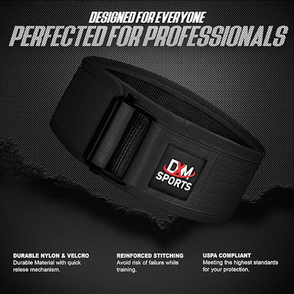 DXM SPORTS Self-Locking Weight Lifting Belt - Men Women Gym Fitness Strength Training, Bodybuilding Powerlifting Weightlifting Workout, Deadlift Squat, Pro Exercise Belt
