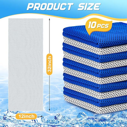 MENOLY 10 Pack Cooling Towels, Sweat Towels Cooling Towels for Neck and Face, Microfiber Towel Soft Breathable Towel for Gym, Yoga, Camping, Running, Fitness, Workout & More Activities(32"x12")