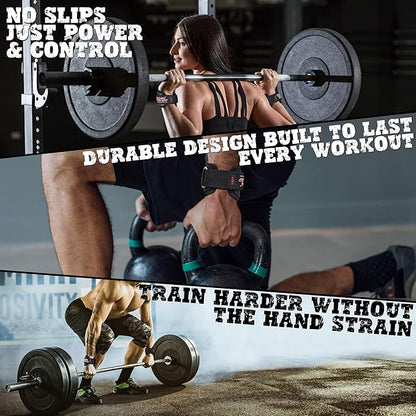 Weight Lifting Rod Hooks Heavy Duty Wrist Wraps Power Weight Lifting Training Gym Grips Straps Set of 2