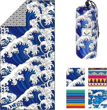 4Monster Microfiber Beach Towel Quick Dry,Super Absorbent Lightweight Travel Towel for Swimmers, Sand Free Camping Towel, Beach Towels for Pool,Swim,Water Sports,Yoga