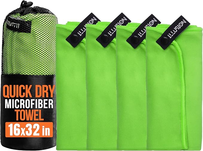 illusion Small Microfiber Gym Towels for Men and Women Active Sports (32" L x 16''W)-Lightweight Quick Dry Gym Towel for Sweat-Workout Towels Ideal for Yoga, Camping, Running, and Outdoor Activities