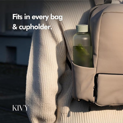 KIVY Slim Water Bottle 22oz [Lightweight & Shatterproof] - Small Drinking Waterbottle - Tritan Bottle Without Straw for School, Sport & Travel - Drinking Bottle Dishwasher Safe, BPA Free - Sage Green