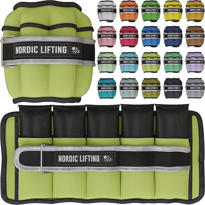 Nordic Lifting Adjustable Ankle Weights for Women & Men – 1 Pair (2–10 lbs) Wrist, Arm & Leg Weights for Gym, Yoga & Home Workouts – Secure Fit Strap Design – Durable Fitness Training Equipment