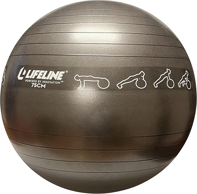 Lifeline Fitness Exercise Ball with Workout Guide – Burst-Resistant Stability Ball with Pump for Core, Balance, and Pregnancy Exercises
