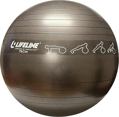 Lifeline Fitness Exercise Ball with Workout Guide – Burst-Resistant Stability Ball with Pump for Core, Balance, and Pregnancy Exercises
