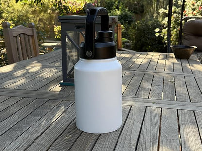 64 Ounce Half Gallon Insulated Water Bottle, Large Capacity Vacuum Flask with Handgrip (White)