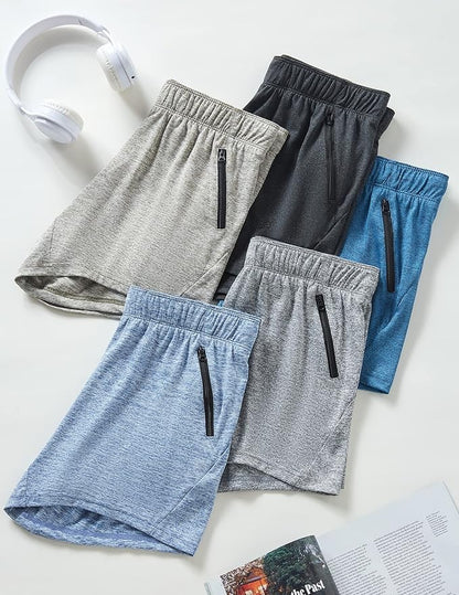 Liberty Imports 1 or 5 Pack Womens Lounge Workout Shorts with Zipper Pockets 5" Inseam Lightweight Athletic Casual Shorts