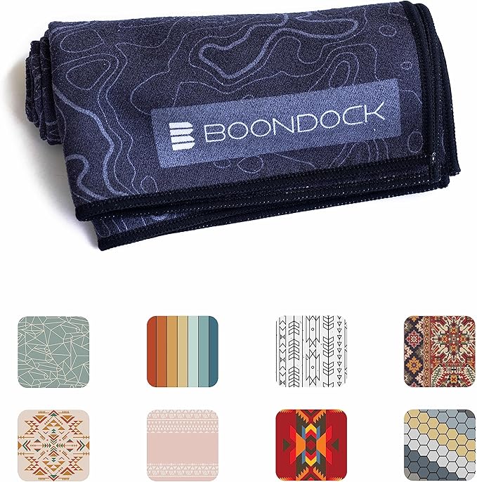Boondock Co | Premium Microfiber Hand Towel | for Gym, Yoga, Travel, Workout, Backpacking, Beach — Highly Absorbent Quick Dry and Sand Free Fabric (Overland)
