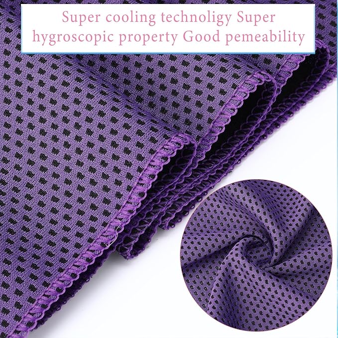 Honoson 10 Pack Cooling Towels Bulk - 47"x12" Soft Breathable Ice Towels for Neck & Face, Portable Chilly Rags Microfiber Sweat Rags for Yoga, Sports, Gym, Workout & Fitness(Purple)