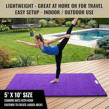 Dollamur 5'x10'x1-3/8" Gymnastics Mat, Carpeted Mat for Tumbling and Cheerleading, FLEXI-Roll®