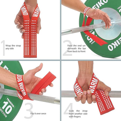 WARM BODY COLD MIND V1 Lifting Wrist Straps for Olympic Weightlifting - Rated at 660 lb - Hand Wraps for Powerlifting, Weight Lifting, Bodybuilding Functional/Cross Training, Deadlift Gym Bar, Cotton