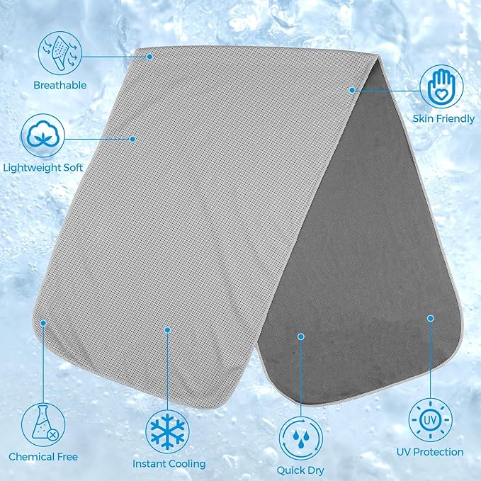Cooling Towels for Neck and Face - Soft Breathable Chilly Towel, Sweat Wraps, Cool Rags Quick Dry Towel for Hot Weather, Workout, Sports, Yoga, Gym, Hiking, Running, Trips, Golf