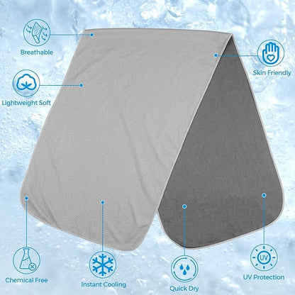 Cooling Towels for Neck and Face - Soft Breathable Chilly Towel, Sweat Wraps, Cool Rags Quick Dry Towel for Hot Weather, Workout, Sports, Yoga, Gym, Hiking, Running, Trips, Golf