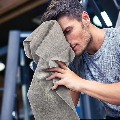 Eurow Microfiber Gym Towels, Super Absorbent & Quick Drying Sweat Towels for Fitness, Sports, Yoga, Workout, Sauna, Face & Equipment, Soft & Reusable,16x27 Inches, 6-Pack, Gray