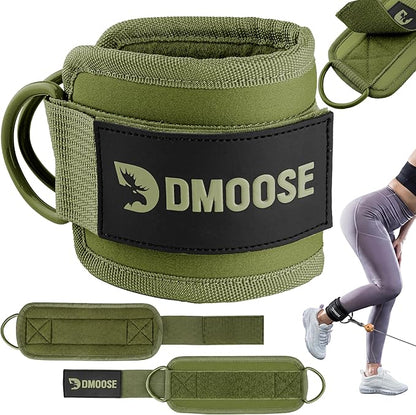 DMoose Fitness Ankle Strap for Cable Machine - One Size Fit with Premium Padding Cuffs, Ankle Bands for Working Out, Booty Workouts, Leg Extension, Hip Abductors, Kickbacks & Lower Body Exercises