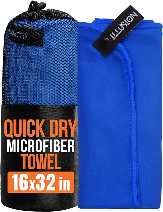 illusion Small Microfiber Gym Towels for Men and Women Active Sports (32" L x 16''W)-Lightweight Quick Dry Gym Towel for Sweat-Workout Towels Ideal for Yoga, Camping, Running, and Outdoor Activities