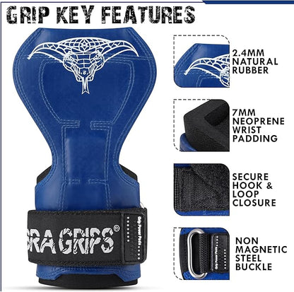 Cobra Grips PRO Weight Lifting Gloves Heavy Duty Straps Alternative with Power Lifting Hooks Padded Wrist Support for Deadlifts & Bodybuilding