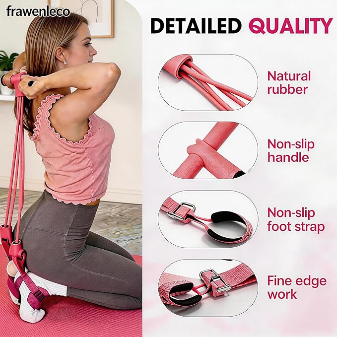 Fitness Resistance Bands with 4 Tube Pedal Ankle Puller, Elastic Yoga Pedal Stretch Band for Exercise, AB Training, Sit Up Equipment