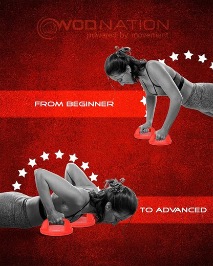 WOD Nation Rotating Push Up Bars – Wide Grip Pushup Handles with Non-Slip Pads for Floor, Reduce Wrist & Elbow Strain – Strength Training Equipment for Men & Women