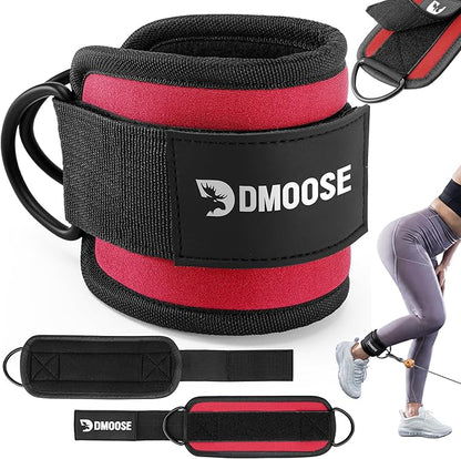 DMoose Fitness Ankle Strap for Cable Machine - One Size Fit with Premium Padding Cuffs, Ankle Bands for Working Out, Booty Workouts, Leg Extension, Hip Abductors, Kickbacks & Lower Body Exercises