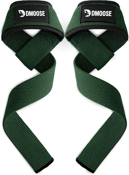 DMoose Fitness Lifting Straps 24" (Pair) - 5mm Padded Durable Wrist Straps for Weightlifting & Powerlifting - Cotton Lifting Strap with Silicone Grip for Men & Women - Deadlift Strap for Gym Workout