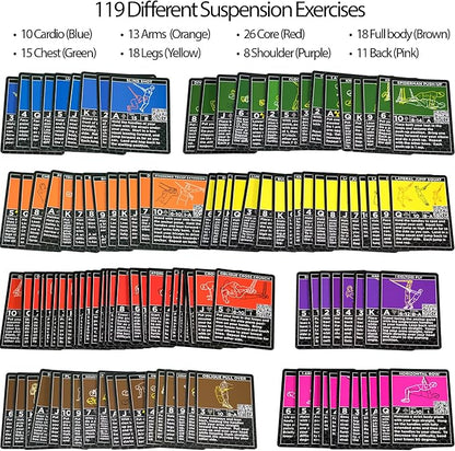 Stack 52 Suspension Exercise Cards TRI Pack. Compatible with All Suspension Trainers. Suspended Bodyweight Resistance Workout Game. Video Instructions Included. Fun at Home Fitness Training Program.