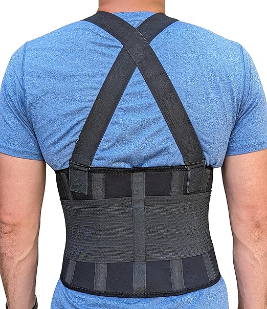 Plus Size Back Brace for Men Lower Back Heavy Lifting with Suspenders, Back Support Belt for Work, Lower Back Brace with Lumbar Support for Back Pain Relief, Construction Warehouse Moving Belt, 5XL