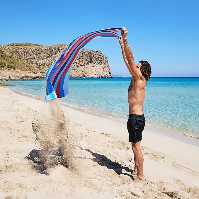 Dock & Bay Beach Towel - Quick Dry, Sand Free - Compact, Lightweight - 100% Recycled - Includes Bag - Ocean Pavilion - Extra Large (200x90cm, 78x35)