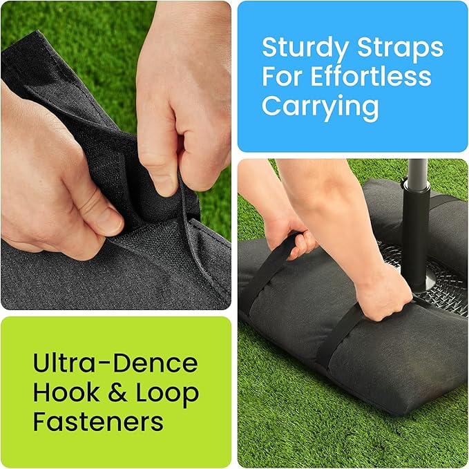 Rhino BaseMate Umbrella Base Weights 6-Pack – Fillable Sand Bags for Umbrella Base & Patio Stand | Durable Weatherproof Sandbag Weights for Outdoor Umbrellas, Arched Design, Holds Up to 49 lbs Each