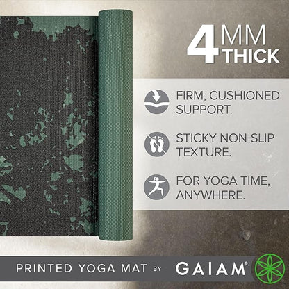 Gaiam Print Yoga Mat, Non Slip Exercise & Fitness Mat for All Types of Yoga, Pilates & Floor Exercises