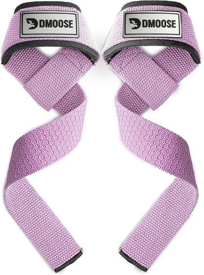 DMoose Fitness Lifting Straps 24" (Pair) - 5mm Padded Durable Wrist Straps for Weightlifting & Powerlifting - Cotton Lifting Strap with Silicone Grip for Men & Women - Deadlift Strap for Gym Workout