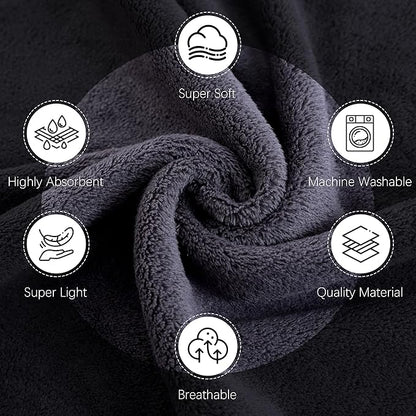 Cosy Family 6 Pack Ultra Soft Microfiber Absorbent Hand Towel, Silk Hemming Towels for Bathroom - Quick Drying - Perfect for Bath, Fitness, Gym, Shower, Hotel, and Spa - 16x28 Inch, Dark Color