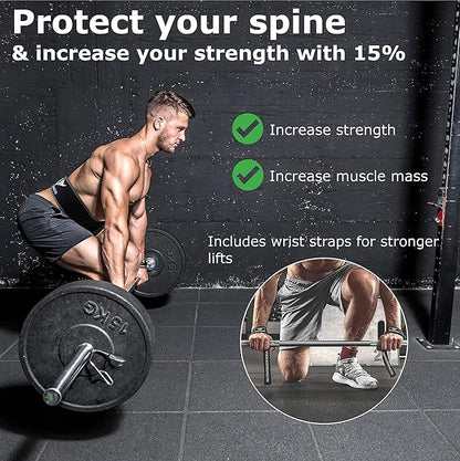 Vikingstrength Premium Weight Lifting Belt with Lifting Straps, Gym Weightlifting Belt for Men and Women, perfect for Squat, Powerlifting, Crossfit and Deadlifting M-4XL + V-Strength Workout App