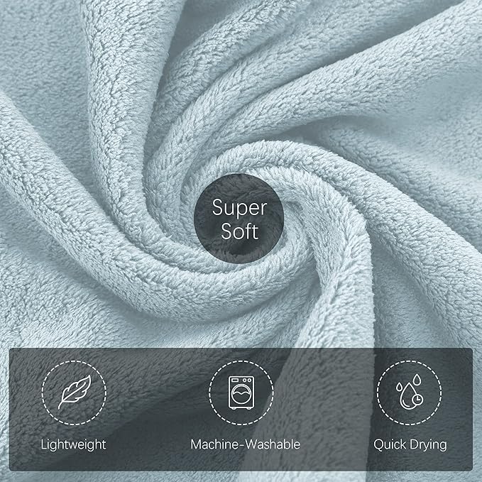 TENSTARS Silk Hemming Hand Towels for Bathroom - Quick Drying - Ultra Soft Microfiber Absorbent Towel for Bath Fitness, Gym, Shower, Hotel, and Spa - 16x28 Inch | Set of 6, Light Teal