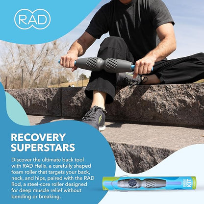 RAD 2-in-1 Muscle Flushing Kit – Includes Exercise Foam Roller & Massage Roller Stick – Deep Tissue Myofascial Release, Muscle Recovery Tools for Mobility & Performance