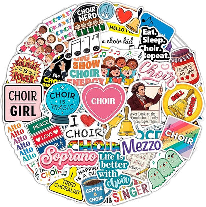 100Pcs Choir Stickers and Decals for Water Bottle, Laptops - Choir Gifts for Choir Director - Music & Singing Stickers, Gift for Women & Men