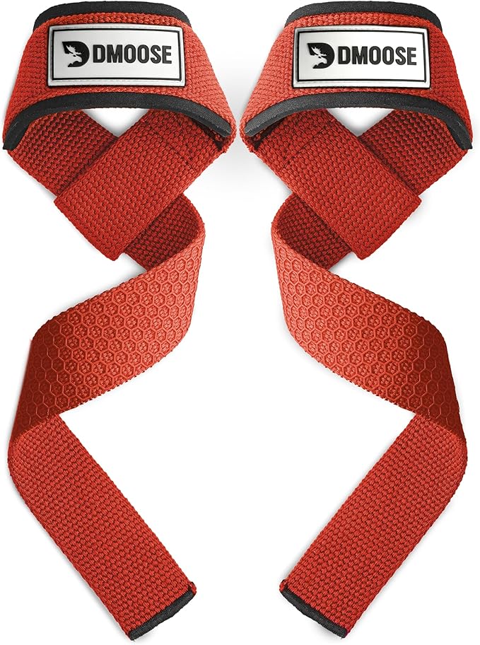DMoose Fitness Lifting Straps 24" (Pair) - 5mm Padded Durable Wrist Straps for Weightlifting & Powerlifting - Cotton Lifting Strap with Silicone Grip for Men & Women - Deadlift Strap for Gym Workout