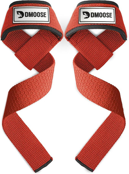 DMoose Fitness Lifting Straps 24" (Pair) - 5mm Padded Durable Wrist Straps for Weightlifting & Powerlifting - Cotton Lifting Strap with Silicone Grip for Men & Women - Deadlift Strap for Gym Workout