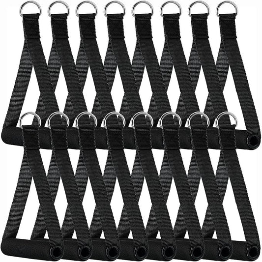 Sumind 16 Pcs Gym Exercise Handles Replacement Cable Machine Attachments for Home Gym Equipment Pulley System Resistance Bands, Strength Trainer, Heavy Duty Workout Handles