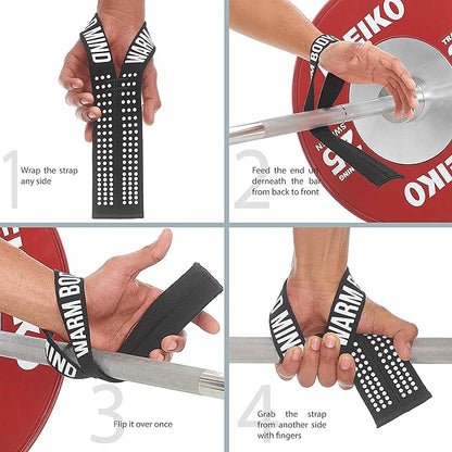 WARM BODY COLD MIND V1 Lifting Wrist Straps for Olympic Weightlifting - Rated at 660 lb - Hand Wraps for Powerlifting, Weight Lifting, Bodybuilding Functional/Cross Training, Deadlift Gym Bar, Cotton